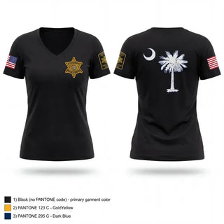 Womens Short Sleeve Vneck Shirt, Charleston County Sheriff’s office, Police, Teamtime, Team time, sublimation, custom sports apparel, team uniforms, spirit wear, spiritwear, sports uniforms, custom shirts, team store, custom team store, fundraiser sports, apparel fundraiser