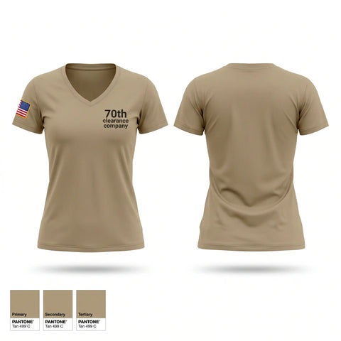 Womens Short Sleeve Vneck Shirt, 70th clearance company, Army, Teamtime, Team time, sublimation, custom sports apparel, team uniforms, spirit wear, spiritwear, sports uniforms, custom shirts, team store, custom team store, fundraiser sports, apparel fundraiser