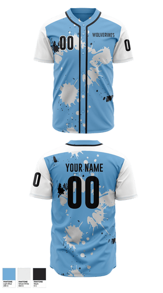 Full Button Baseball Jersey, Wolverines, Baseball, Teamtime, Team time, sublimation, custom sports apparel, team uniforms, spirit wear, spiritwear, sports uniforms, custom shirts, team store, custom team store, fundraiser sports, apparel fundraiser