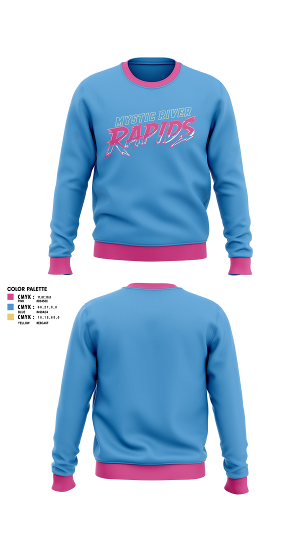 Crew Neck Sweatshirt, Mystic River Rapids, Baseball, Teamtime, Team time, sublimation, custom sports apparel, team uniforms, spirit wear, spiritwear, sports uniforms, custom shirts, team store, custom team store, fundraiser sports, apparel fundraiser