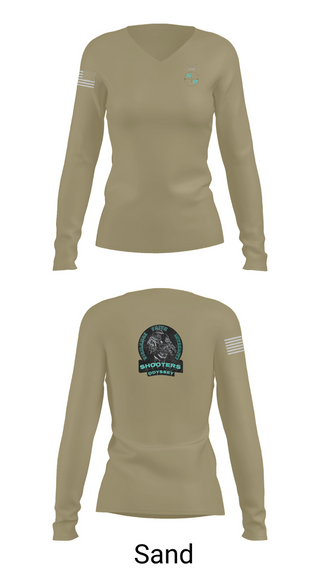 Womens Long Sleeve Vneck Shirt, Shooters odyssey, National Guard, Teamtime, Team time, sublimation, custom sports apparel, team uniforms, spirit wear, spiritwear, sports uniforms, custom shirts, team store, custom team store, fundraiser sports, apparel fundraiser