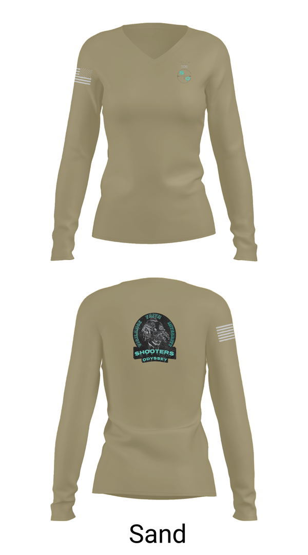 Womens Long Sleeve Vneck Shirt, Shooters odyssey, National Guard, Teamtime, Team time, sublimation, custom sports apparel, team uniforms, spirit wear, spiritwear, sports uniforms, custom shirts, team store, custom team store, fundraiser sports, apparel fundraiser