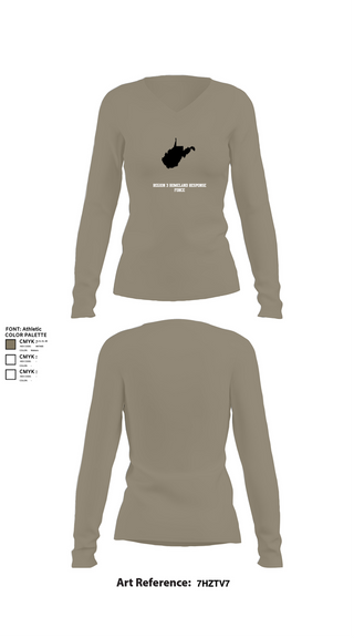 Womens Long Sleeve Vneck Shirt, Region 3 Homeland Response Force, , Teamtime, Team time, sublimation, custom sports apparel, team uniforms, spirit wear, spiritwear, sports uniforms, custom shirts, team store, custom team store, fundraiser sports, apparel fundraiser