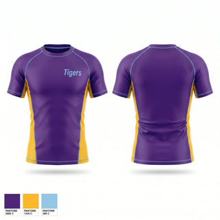 Short Sleeve Rash Guard Shirt, Tigers, Wrestling, Teamtime, Team time, sublimation, custom sports apparel, team uniforms, spirit wear, spiritwear, sports uniforms, custom shirts, team store, custom team store, fundraiser sports, apparel fundraiser