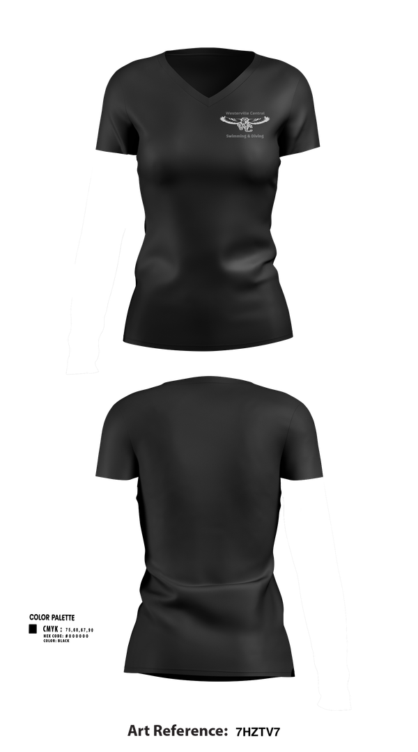 Womens Short Sleeve Vneck Shirt, Westerville Central Swimming & Diving, Swimming, Teamtime, Team time, sublimation, custom sports apparel, team uniforms, spirit wear, spiritwear, sports uniforms, custom shirts, team store, custom team store, fundraiser sports, apparel fundraiser