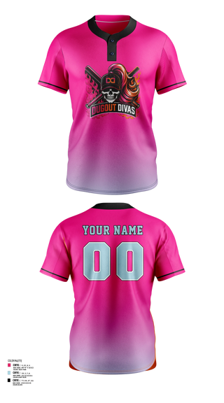 Two Button Softball Jersey, Dugout divas, Softball, Teamtime, Team time, sublimation, custom sports apparel, team uniforms, spirit wear, spiritwear, sports uniforms, custom shirts, team store, custom team store, fundraiser sports, apparel fundraiser