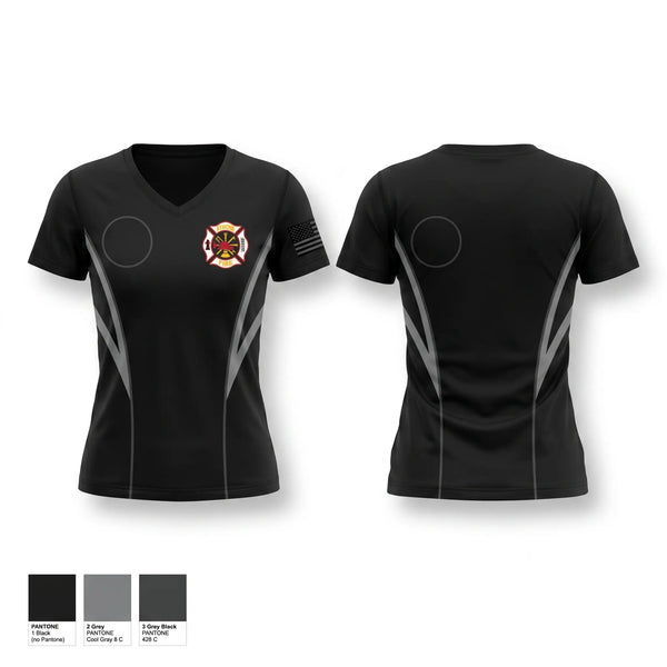 Womens Short Sleeve Vneck Shirt, Atmore Fire Department, Fire Department, Teamtime, Team time, sublimation, custom sports apparel, team uniforms, spirit wear, spiritwear, sports uniforms, custom shirts, team store, custom team store, fundraiser sports, apparel fundraiser
