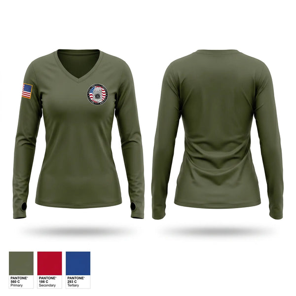 Womens Long Sleeve Vneck Shirt, Park Ranger, Police, Teamtime, Team time, sublimation, custom sports apparel, team uniforms, spirit wear, spiritwear, sports uniforms, custom shirts, team store, custom team store, fundraiser sports, apparel fundraiser