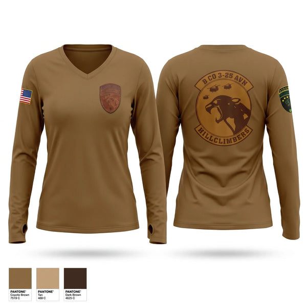 Womens Long Sleeve Vneck Shirt, B Co 3-25, Army, Teamtime, Team time, sublimation, custom sports apparel, team uniforms, spirit wear, spiritwear, sports uniforms, custom shirts, team store, custom team store, fundraiser sports, apparel fundraiser