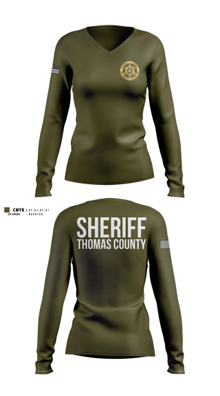 Womens Long Sleeve Vneck Shirt, Thomas county sheriff's office, Police, Teamtime, Team time, sublimation, custom sports apparel, team uniforms, spirit wear, spiritwear, sports uniforms, custom shirts, team store, custom team store, fundraiser sports, apparel fundraiser