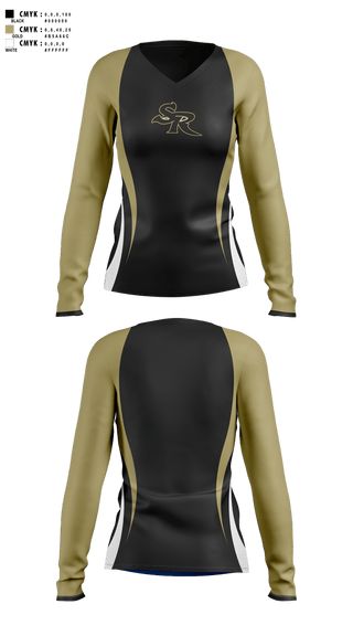 Womens Long Sleeve Vneck Shirt, Staunton River Golden Eagles, Cheer, Teamtime, Team time, sublimation, custom sports apparel, team uniforms, spirit wear, spiritwear, sports uniforms, custom shirts, team store, custom team store, fundraiser sports, apparel fundraiser