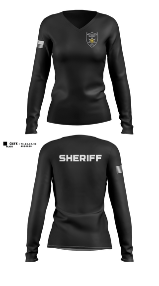 Womens Long Sleeve Vneck Shirt, Wetzel County Sheriff, Police, Teamtime, Team time, sublimation, custom sports apparel, team uniforms, spirit wear, spiritwear, sports uniforms, custom shirts, team store, custom team store, fundraiser sports, apparel fundraiser