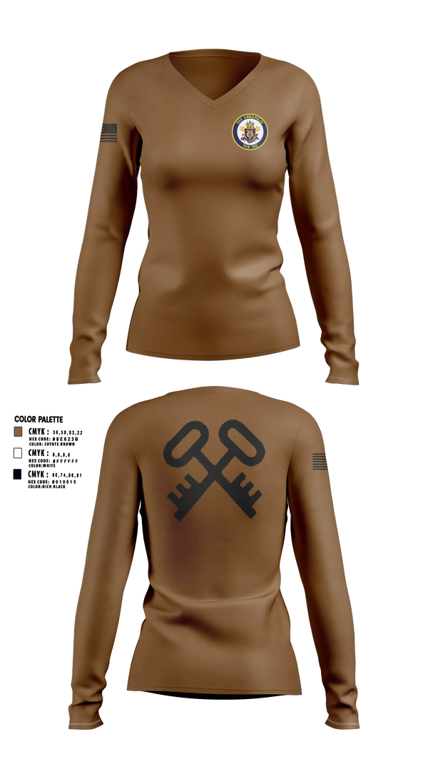 Womens Long Sleeve Vneck Shirt, USS ANNAPOLIS, Navy, Teamtime, Team time, sublimation, custom sports apparel, team uniforms, spirit wear, spiritwear, sports uniforms, custom shirts, team store, custom team store, fundraiser sports, apparel fundraiser
