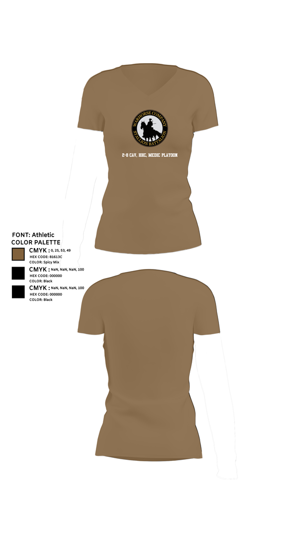 Womens Short Sleeve Vneck Shirt, 2-8 Cav, HHC, Medic Platoon, , Teamtime, Team time, sublimation, custom sports apparel, team uniforms, spirit wear, spiritwear, sports uniforms, custom shirts, team store, custom team store, fundraiser sports, apparel fundraiser