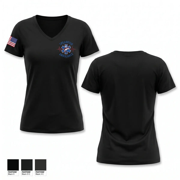 Womens Short Sleeve Vneck Shirt, Spearfish, EMS/EMT, Teamtime, Team time, sublimation, custom sports apparel, team uniforms, spirit wear, spiritwear, sports uniforms, custom shirts, team store, custom team store, fundraiser sports, apparel fundraiser