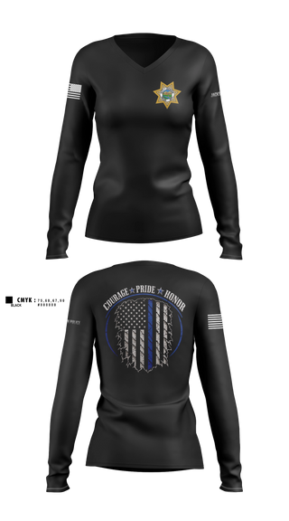 Womens Long Sleeve Vneck Shirt, Jackson Police Department, Police, Teamtime, Team time, sublimation, custom sports apparel, team uniforms, spirit wear, spiritwear, sports uniforms, custom shirts, team store, custom team store, fundraiser sports, apparel fundraiser