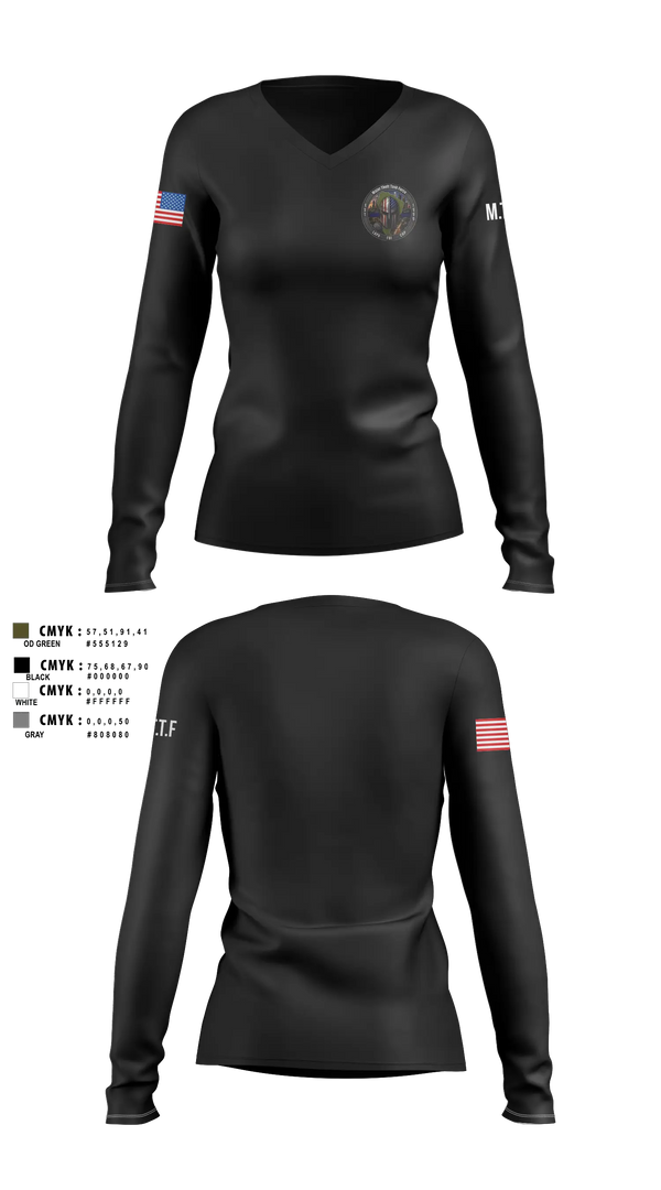 Womens Long Sleeve Vneck Shirt, Major Theft Task Force, Police, Teamtime, Team time, sublimation, custom sports apparel, team uniforms, spirit wear, spiritwear, sports uniforms, custom shirts, team store, custom team store, fundraiser sports, apparel fundraiser
