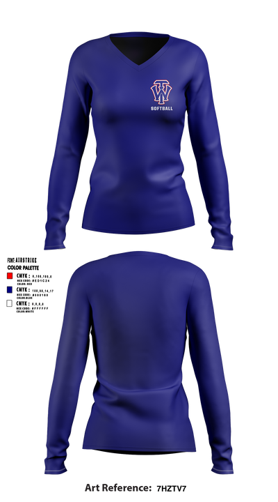W.I.T. 71993395 Women's Long Sleeve V-neck Shirt - 5