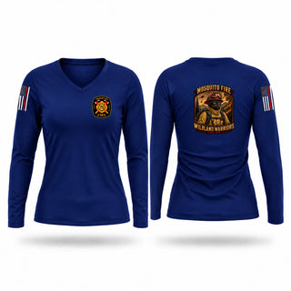 Womens Long Sleeve Vneck Shirt, Mosquito Fire Protection District, Fire Department, Teamtime, Team time, sublimation, custom sports apparel, team uniforms, spirit wear, spiritwear, sports uniforms, custom shirts, team store, custom team store, fundraiser sports, apparel fundraiser