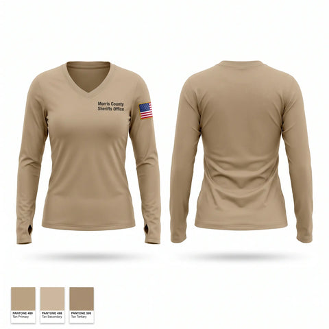 Womens Long Sleeve Vneck Shirt, Morris County Sheriffs Office, Police, Teamtime, Team time, sublimation, custom sports apparel, team uniforms, spirit wear, spiritwear, sports uniforms, custom shirts, team store, custom team store, fundraiser sports, apparel fundraiser