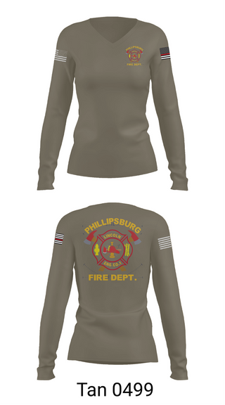 Womens Long Sleeve Vneck Shirt, PHILLIPSBURG FIRE DEPARTMENT, , Teamtime, Team time, sublimation, custom sports apparel, team uniforms, spirit wear, spiritwear, sports uniforms, custom shirts, team store, custom team store, fundraiser sports, apparel fundraiser