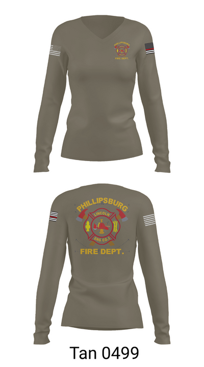 PHILLIPSBURG FIRE DEPARTMENT 39354124 Women's Long Sleeve V-neck Shirt - 77