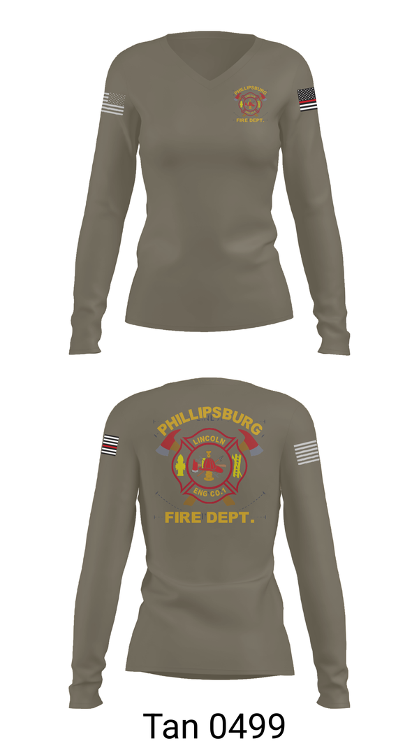 Womens Long Sleeve Vneck Shirt, PHILLIPSBURG FIRE DEPARTMENT, , Teamtime, Team time, sublimation, custom sports apparel, team uniforms, spirit wear, spiritwear, sports uniforms, custom shirts, team store, custom team store, fundraiser sports, apparel fundraiser