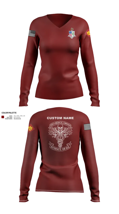 120TH MCAS 53428597 Women's Long Sleeve V-neck Shirt - 112