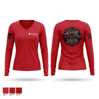 Womens Long Sleeve Vneck Shirt, Dinges Fire Company, Fire Department, Teamtime, Team time, sublimation, custom sports apparel, team uniforms, spirit wear, spiritwear, sports uniforms, custom shirts, team store, custom team store, fundraiser sports, apparel fundraiser