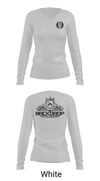 Womens Long Sleeve Vneck Shirt, Backdrop Protection Group, , Teamtime, Team time, sublimation, custom sports apparel, team uniforms, spirit wear, spiritwear, sports uniforms, custom shirts, team store, custom team store, fundraiser sports, apparel fundraiser