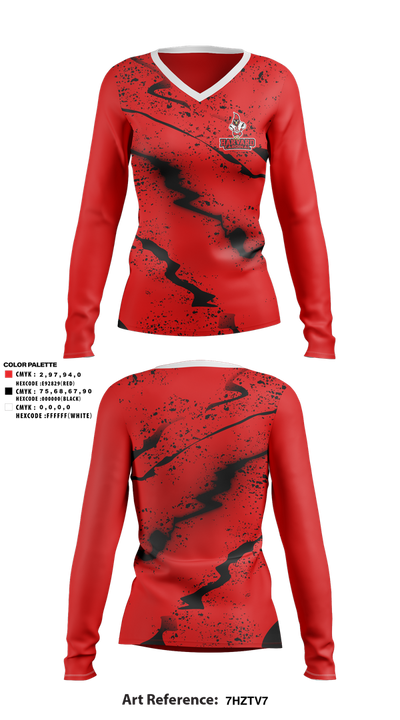 Harvard Cardinals Volleyball 7177262 Women's Long Sleeve V-neck Shirt - 1