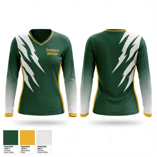 Womens Long Sleeve Vneck Shirt, Tantasqua Warriors, Cheer, Teamtime, Team time, sublimation, custom sports apparel, team uniforms, spirit wear, spiritwear, sports uniforms, custom shirts, team store, custom team store, fundraiser sports, apparel fundraiser