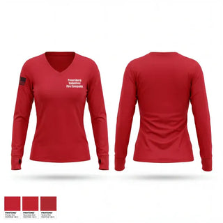 Womens Long Sleeve Vneck Shirt, Petersburg Volunteer Fire Company, Fire Department, Teamtime, Team time, sublimation, custom sports apparel, team uniforms, spirit wear, spiritwear, sports uniforms, custom shirts, team store, custom team store, fundraiser sports, apparel fundraiser