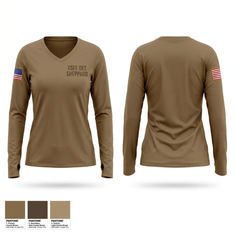 Womens Long Sleeve Vneck Shirt, CSFE DET SHEPPARD, Navy, Teamtime, Team time, sublimation, custom sports apparel, team uniforms, spirit wear, spiritwear, sports uniforms, custom shirts, team store, custom team store, fundraiser sports, apparel fundraiser
