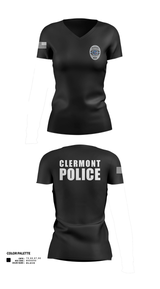 Womens Short Sleeve Vneck Shirt, Clermont PD, Police, Teamtime, Team time, sublimation, custom sports apparel, team uniforms, spirit wear, spiritwear, sports uniforms, custom shirts, team store, custom team store, fundraiser sports, apparel fundraiser