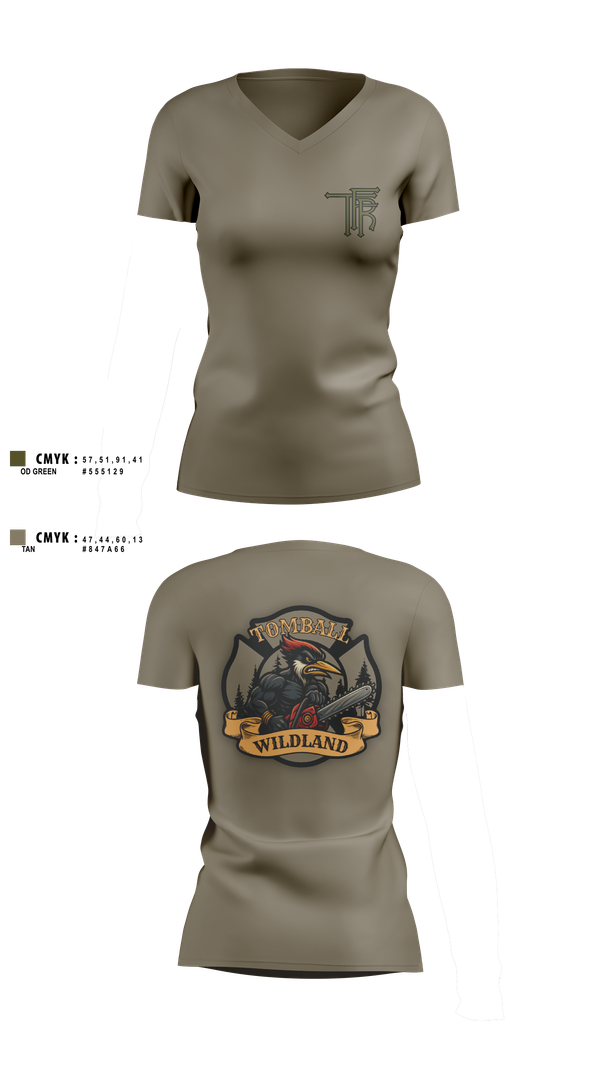 Womens Short Sleeve Vneck Shirt, Tomball Wildland, , Teamtime, Team time, sublimation, custom sports apparel, team uniforms, spirit wear, spiritwear, sports uniforms, custom shirts, team store, custom team store, fundraiser sports, apparel fundraiser