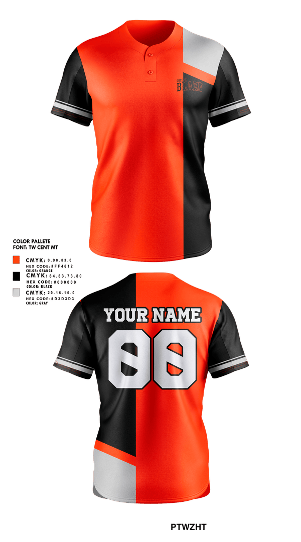 Full Button Softball Jersey, Oregon Blaze, Softball, Teamtime, Team time, sublimation, custom sports apparel, team uniforms, spirit wear, spiritwear, sports uniforms, custom shirts, team store, custom team store, fundraiser sports, apparel fundraiser