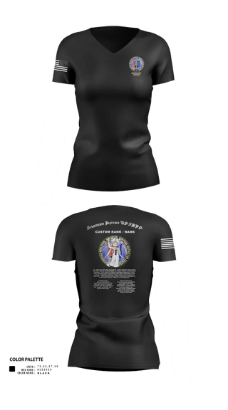 Womens Short Sleeve Vneck Shirt, Fort Leonard Wood Basic Military Police Schoolhouse Instructors & Faculty, , Teamtime, Team time, sublimation, custom sports apparel, team uniforms, spirit wear, spiritwear, sports uniforms, custom shirts, team store, custom team store, fundraiser sports, apparel fundraiser