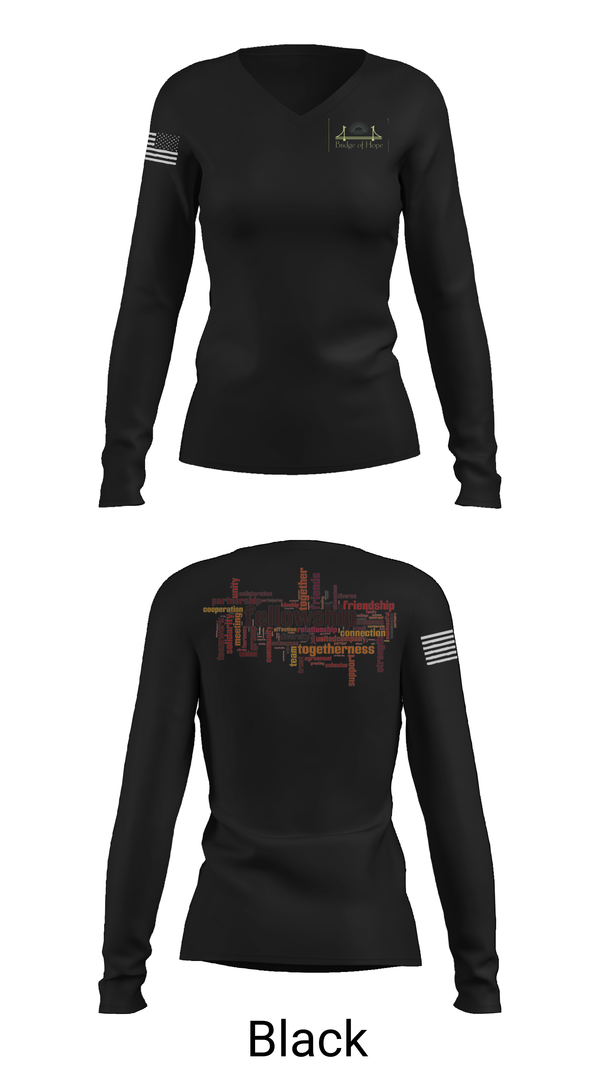 Womens Long Sleeve Vneck Shirt, Bridge of Hope, , Teamtime, Team time, sublimation, custom sports apparel, team uniforms, spirit wear, spiritwear, sports uniforms, custom shirts, team store, custom team store, fundraiser sports, apparel fundraiser