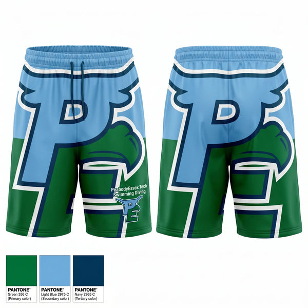 Athletic Shorts With Pockets, Peabody Veterans Memorial High School Swimming, Swimming, Teamtime, Team time, sublimation, custom sports apparel, team uniforms, spirit wear, spiritwear, sports uniforms, custom shirts, team store, custom team store, fundraiser sports, apparel fundraiser