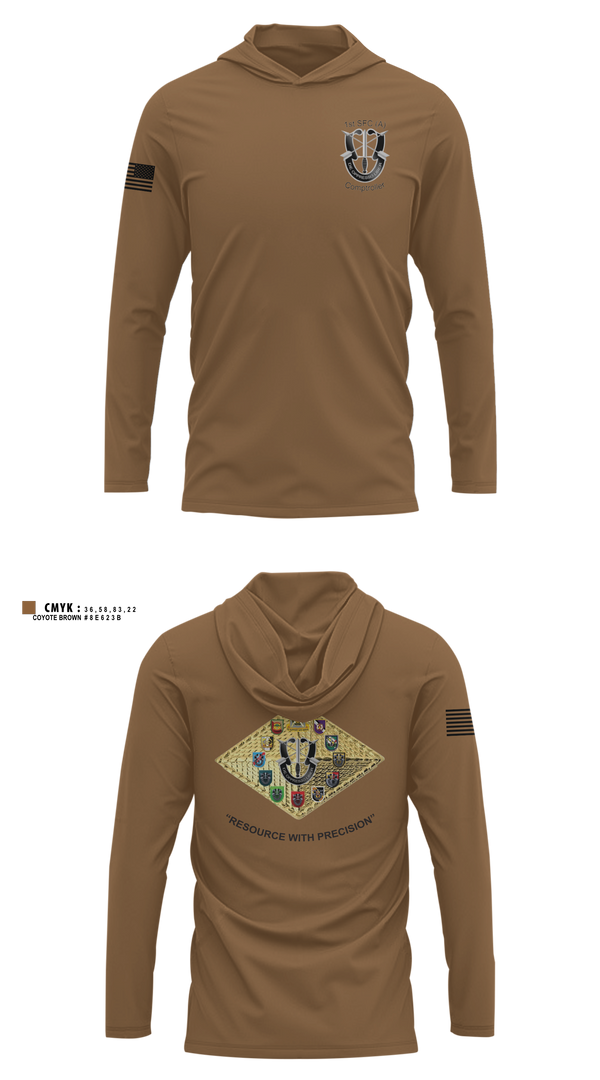 Long Sleeve Performance Shirt with hood, 1SFC Comptroller, Army, Teamtime, Team time, sublimation, custom sports apparel, team uniforms, spirit wear, spiritwear, sports uniforms, custom shirts, team store, custom team store, fundraiser sports, apparel fundraiser