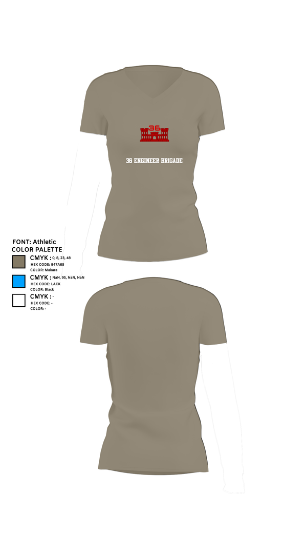 Womens Short Sleeve Vneck Shirt, 36 Engineer Brigade, Army, Teamtime, Team time, sublimation, custom sports apparel, team uniforms, spirit wear, spiritwear, sports uniforms, custom shirts, team store, custom team store, fundraiser sports, apparel fundraiser