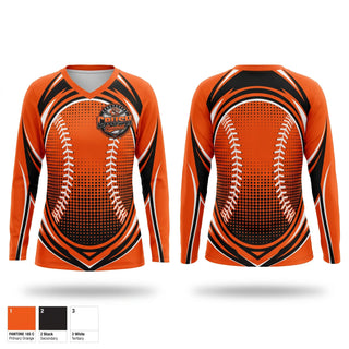 Womens Long Sleeve Vneck Shirt, Shreveport Crush, Baseball, Teamtime, Team time, sublimation, custom sports apparel, team uniforms, spirit wear, spiritwear, sports uniforms, custom shirts, team store, custom team store, fundraiser sports, apparel fundraiser