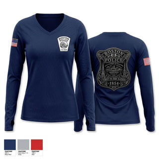 Womens Long Sleeve Vneck Shirt, Boston Police, Police, Teamtime, Team time, sublimation, custom sports apparel, team uniforms, spirit wear, spiritwear, sports uniforms, custom shirts, team store, custom team store, fundraiser sports, apparel fundraiser