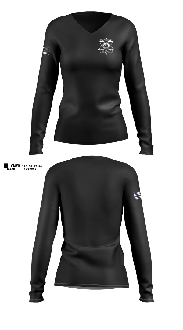 Womens Long Sleeve Vneck Shirt, Albany County Sheriff, Police, Teamtime, Team time, sublimation, custom sports apparel, team uniforms, spirit wear, spiritwear, sports uniforms, custom shirts, team store, custom team store, fundraiser sports, apparel fundraiser