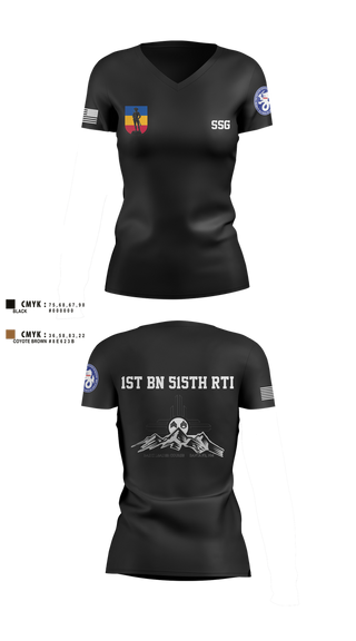 Womens Short Sleeve Vneck Shirt, 1st BN 515th RTI, Army, Teamtime, Team time, sublimation, custom sports apparel, team uniforms, spirit wear, spiritwear, sports uniforms, custom shirts, team store, custom team store, fundraiser sports, apparel fundraiser
