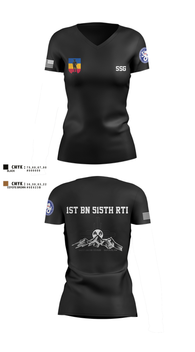 1st BN 515th RTI 17257625 Women's Short Sleeve V-neck Shirt - 3