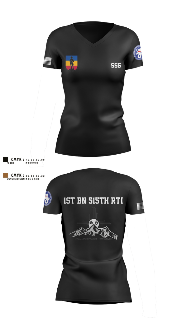 Womens Short Sleeve Vneck Shirt, 1st BN 515th RTI, Army, Teamtime, Team time, sublimation, custom sports apparel, team uniforms, spirit wear, spiritwear, sports uniforms, custom shirts, team store, custom team store, fundraiser sports, apparel fundraiser