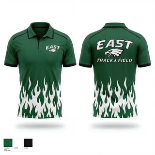 Short Sleeve Performance Polo, East Henderson High School, Track & Field, Teamtime, Team time, sublimation, custom sports apparel, team uniforms, spirit wear, spiritwear, sports uniforms, custom shirts, team store, custom team store, fundraiser sports, apparel fundraiser