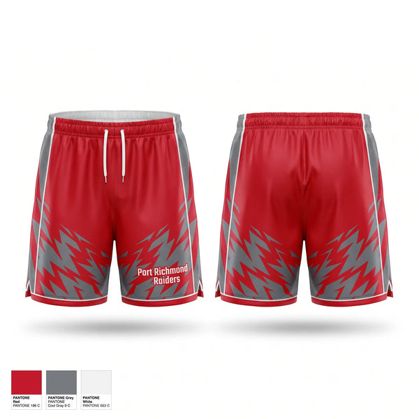 Mens Soccer Shorts, Port Richmond Raiders, Men's Soccer, Teamtime, Team time, sublimation, custom sports apparel, team uniforms, spirit wear, spiritwear, sports uniforms, custom shirts, team store, custom team store, fundraiser sports, apparel fundraiser
